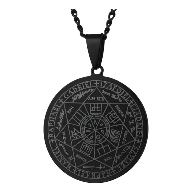 Collar + Dije Sello 7 Arcangeles Amuleto Color Oro Plata