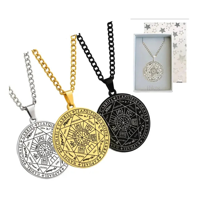 Collar Dije Vip Sello 7 Arcangeles Colgante Regalo + Cajita