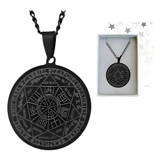 Collar Cadena Sello 7 Arcangeles Color Oro Plata + Cajita